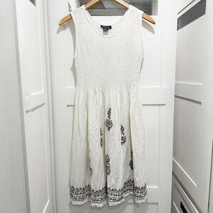 Boho Bohemian Hippie Embroidered Mini Smocked Dress Fairy Festival
